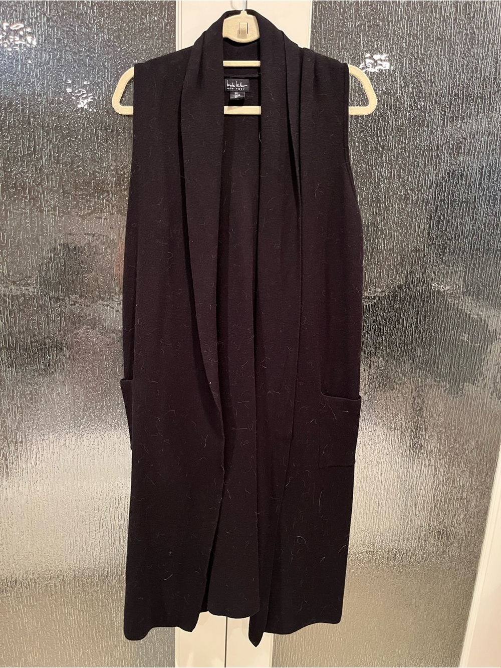 Nicole Miller Sleeveless Black Knit Duster Vest